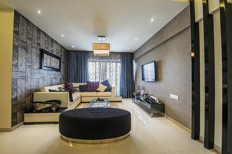 Living Room, neelkanth-lake-view 3 Bedroom 1150 Sq.Ft. Apartment In Pokhran Road No Two Thane 5880595