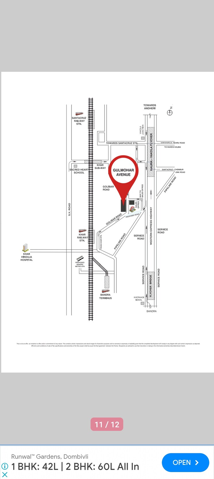 Map Location, shivalik-bandra-north-gulmohar-avenue 1 Bedroom 322 Sq.Ft. Apartment In Bandra East Mumbai 6325872