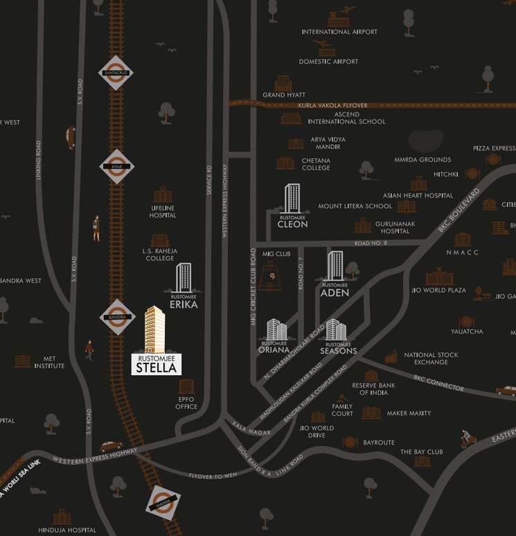 Map Location, rustomjee-stella 2 Bedroom 693 Sq.Ft. Apartment In Bandra East Mumbai 6337527