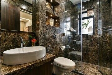 Bathroom in 1 BHK Apartment at JVM Aroma, Ghodbunder Road – for Sale