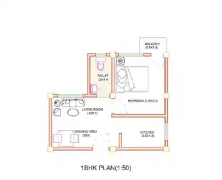 Floor Plan, kalpataru-vivant 2 Bedroom 618 Sq.Ft. Apartment In Jogeshwari East Mumbai 6351778