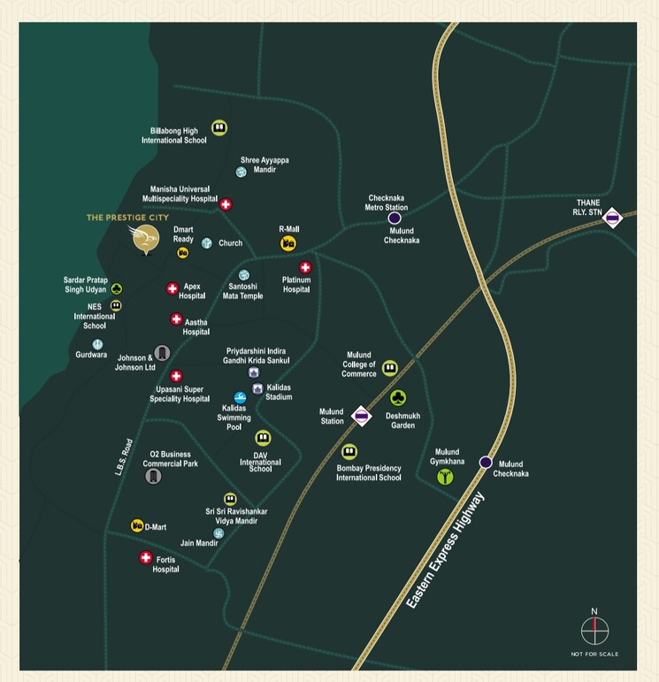 Map Location, the-prestige-city 4 Bedroom 1704 Sq.Ft. Penthouse In Mulund West Mumbai 6405755