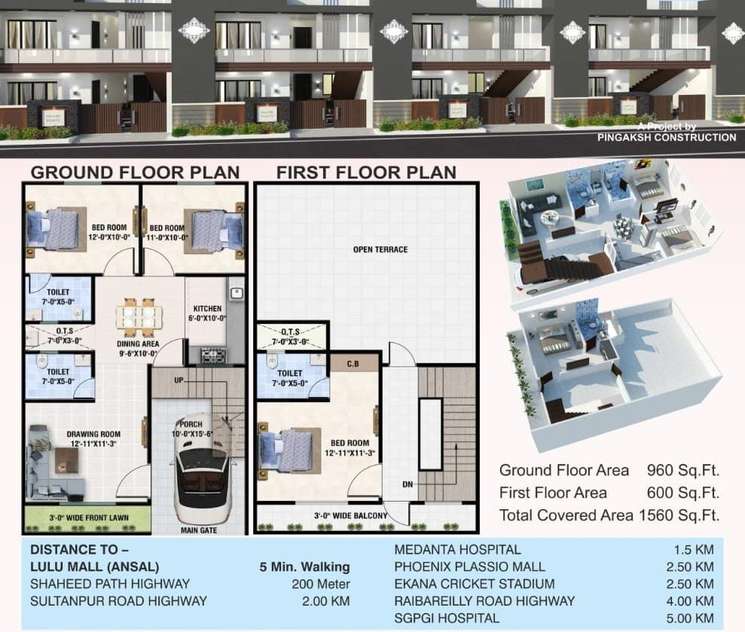 3 Bedroom 1650 Sq.Ft. Independent House in Ahmamau Lucknow
