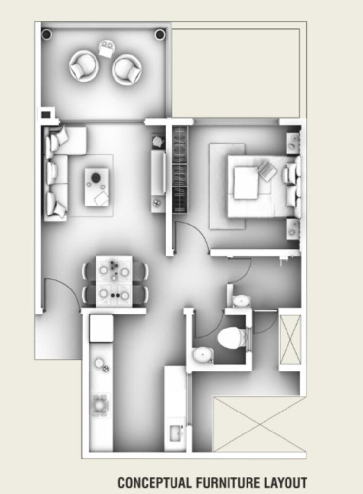 Floor Plan, goel-ganga-legend 1 Bedroom 465 Sq.Ft. Apartment In Bavdhan Pune 6497699