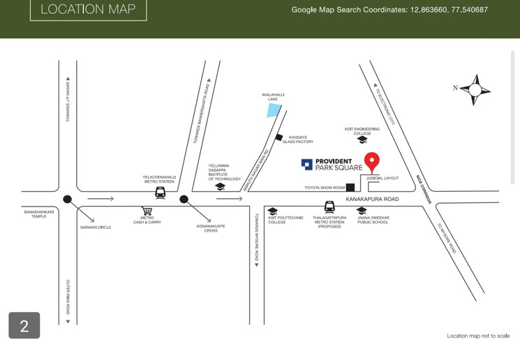 Map Location, provident-park-square 1 Bedroom 525 Sq.Ft. Apartment In Kanakapura Road Bangalore 6528862