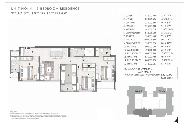 Floor Plan, rustomjee-stella 3 Bedroom 942 Sq.Ft. Apartment In Bandra East Mumbai 6534211