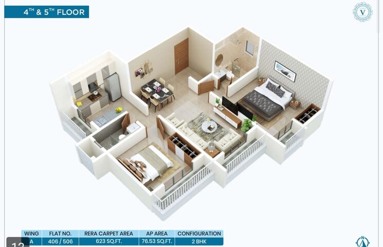 Floor Plan, naupada 2 Bedroom 1060 Sq.Ft. Apartment In Naupada Thane 6614884