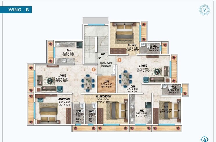 Floor Plan, naupada 2 Bedroom 1060 Sq.Ft. Apartment In Naupada Thane 6614884