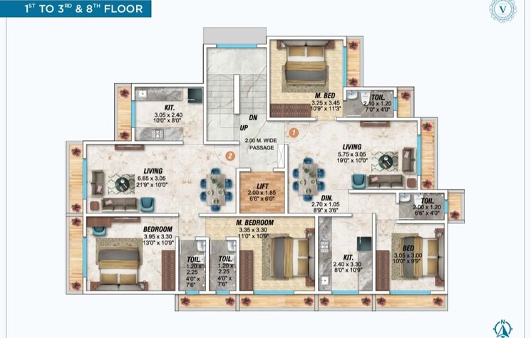 Floor Plan, naupada 2 Bedroom 1060 Sq.Ft. Apartment In Naupada Thane 6614884