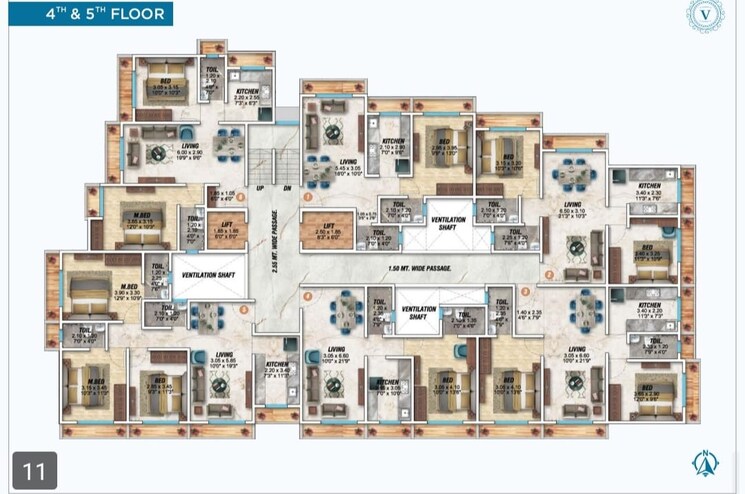 Floor Plan, naupada 2 Bedroom 1060 Sq.Ft. Apartment In Naupada Thane 6614884