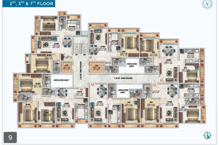 Floor Plan, naupada 2 Bedroom 1060 Sq.Ft. Apartment In Naupada Thane 6614884