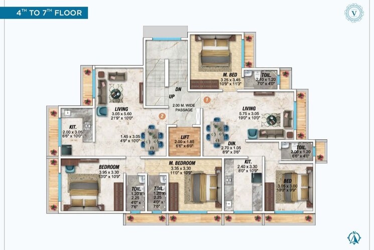 Floor Plan, naupada 2 Bedroom 1060 Sq.Ft. Apartment In Naupada Thane 6614884