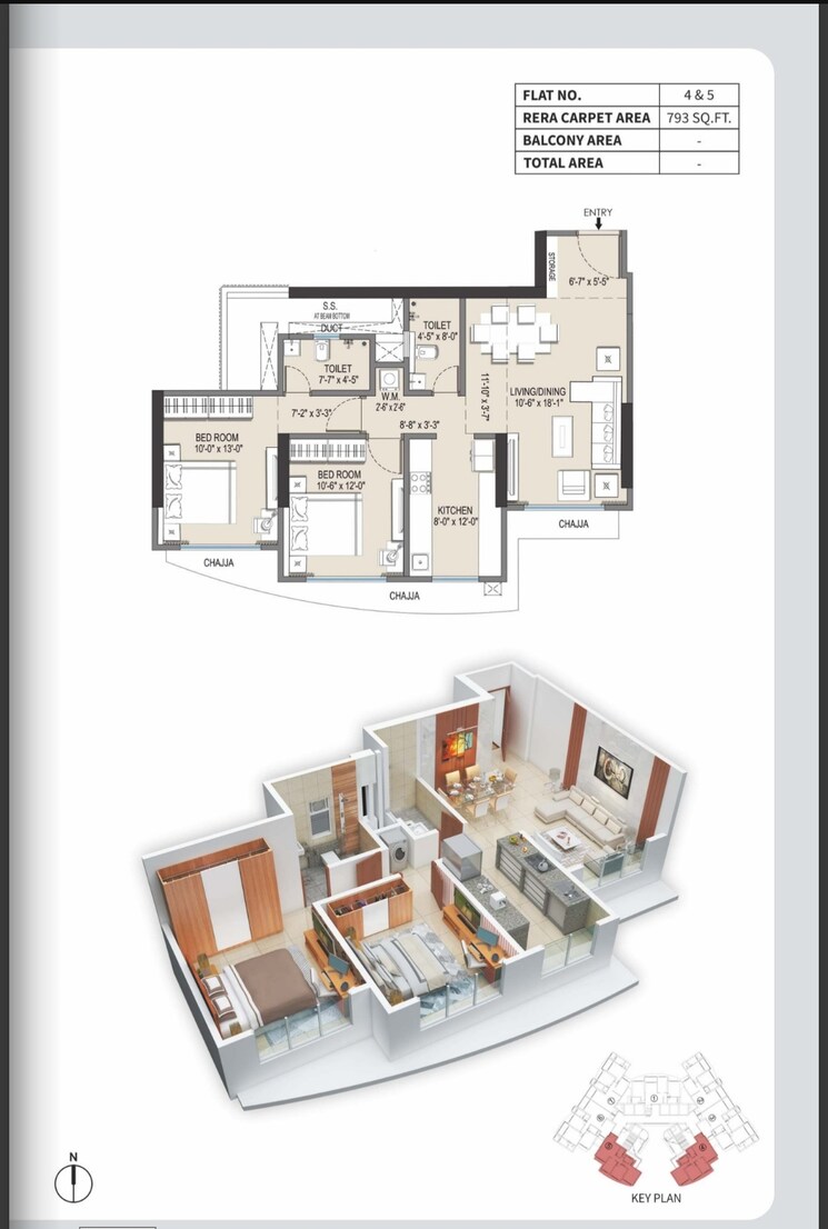 Floor Plan, shree-ambaram 2 Bedroom 791 Sq.Ft. Builder Floor In Vasai West Palghar 6617423