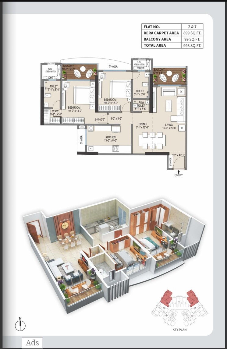 Floor Plan, shree-ambaram 2 Bedroom 791 Sq.Ft. Builder Floor In Vasai West Palghar 6617423