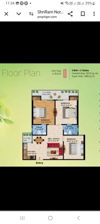 2 BHK Apartment For Resale in Rockfort Shriram North View Apartments Raj Nagar Extension Ghaziabad  6637479