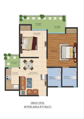 2 BHK Apartment For Resale in Ajnara Le Garden Noida Ext Sector 16b Greater Noida  6674130