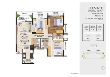 Floor Plan in 3 BHK Apartment at Joka – for Sale