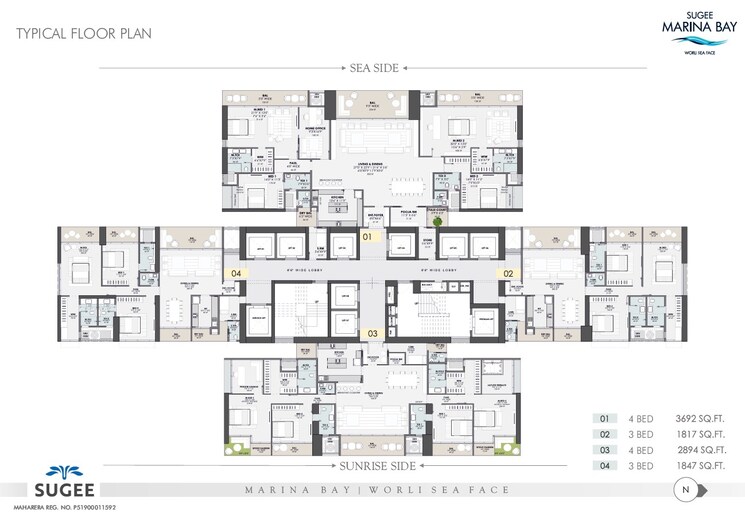 Floor Plan, sugee-marina-bay 4 Bedroom 3692 Sq.Ft. Apartment In Worli Mumbai 6740035