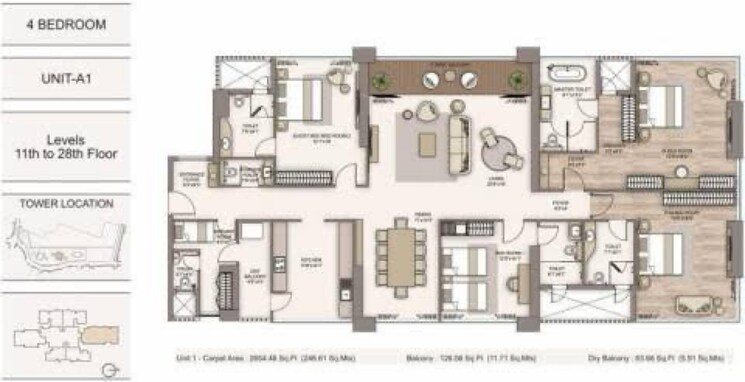 Floor Plan, piramal-aranya-avyan 4 Bedroom 2800 Sq.Ft. Builder Floor In Reay Road Mumbai 6779788