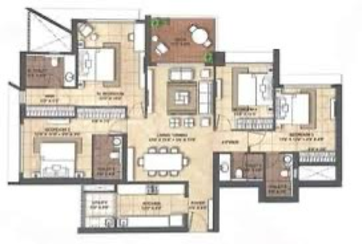 Floor Plan, lodha-mahalaxmi-bellevue 4 Bedroom 1960 Sq.Ft. Builder Floor In Agripada Mumbai 6779965