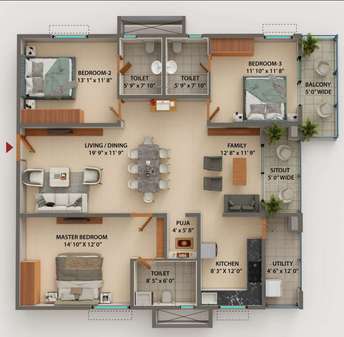 3 BHK Apartment For Resale in Ramky One Astra Kokapet Hyderabad 6782213