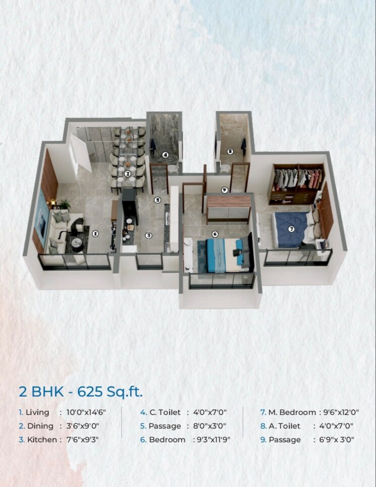 Floor Plan, gurukrupa-nirmalam 2 Bedroom 625 Sq.Ft. Apartment In Bandra East Mumbai 6820778