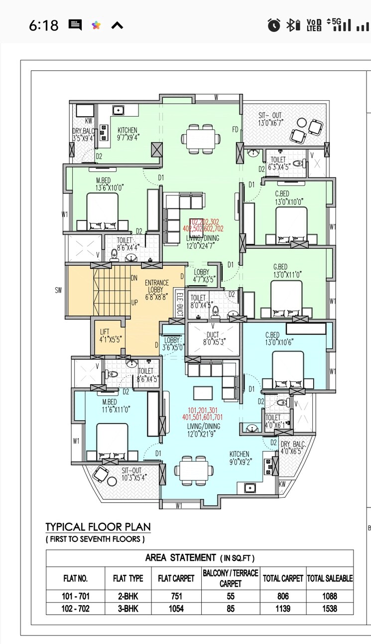 Floor Plan, krishna-kunj-karvenagar 3 Bedroom 1139 Sq.Ft. Apartment In Karve Nagar Pune 6861052