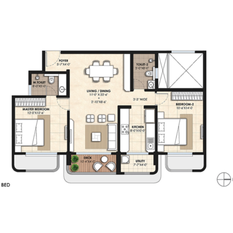 Floor Plan, lodha-panache 2 Bedroom 908 Sq.Ft. Apartment In Mahalunge Pune 6891053