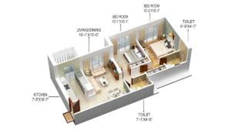 Floor Plan, n-rose-northern-hills 2 Bedroom 624 Sq.Ft. Apartment In Dahisar East Mumbai 6999838
