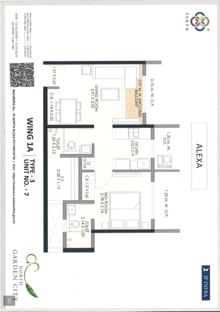 Floor Plan, jp-north-alexa 3 Bedroom 900 Sq.Ft. Apartment In Mira Road Thane 7015096