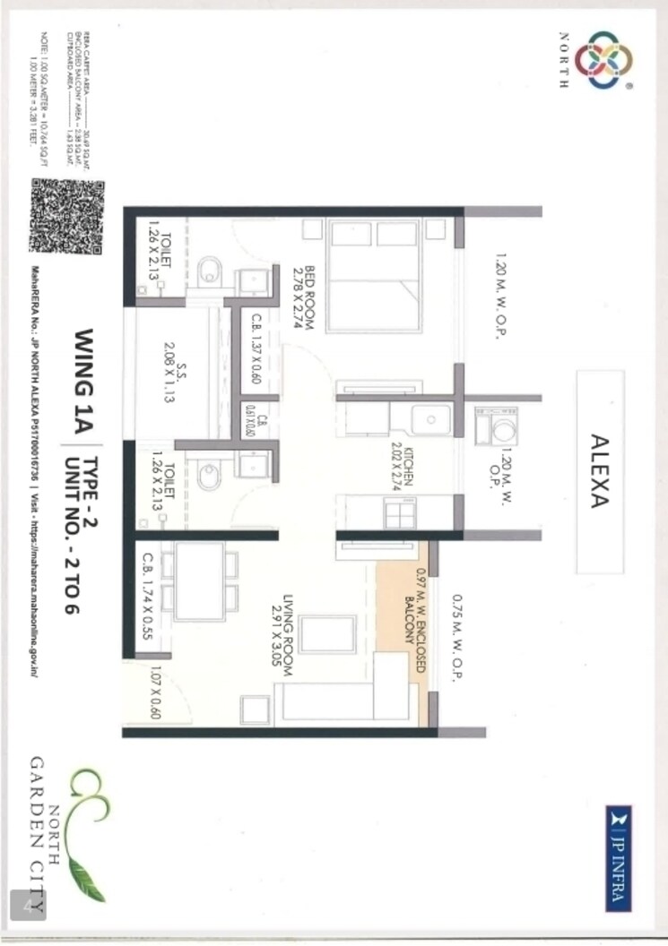 Floor Plan, jp-north-alexa 3 Bedroom 900 Sq.Ft. Apartment In Mira Road Thane 7015096