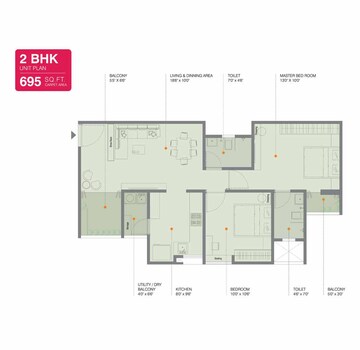 Floor Plan in 2 BHK Apartment at Ravima Newton Homes Hadapsar, Hadapsar – for Sale