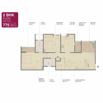 Floor Plan in 2 BHK Apartment at Ravima Newton Homes Hadapsar, Hadapsar – for Sale