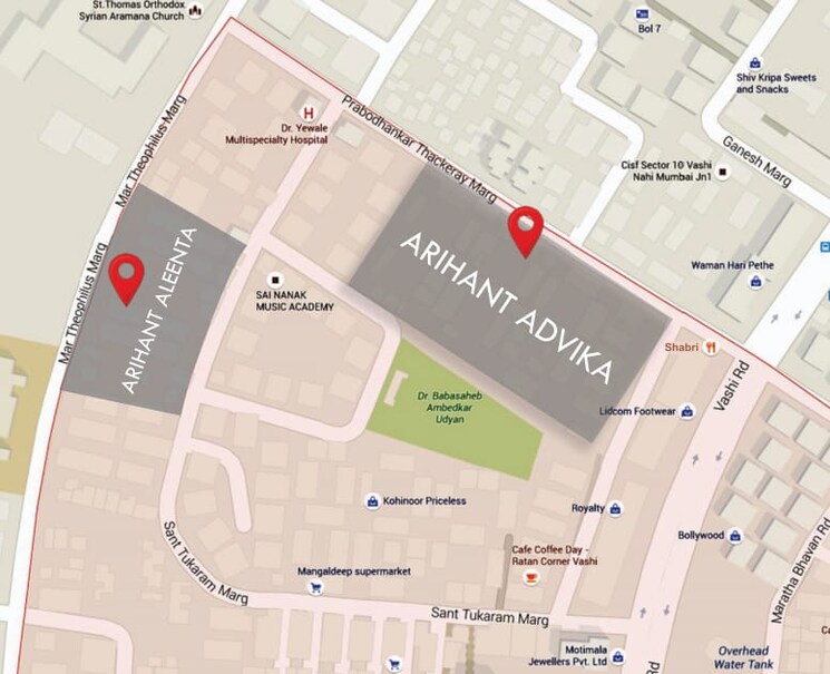 Map Location, arihant-advika 2 Bedroom 1275 Sq.Ft. Apartment In Vashi Sector 9 Navi Mumbai 7028622