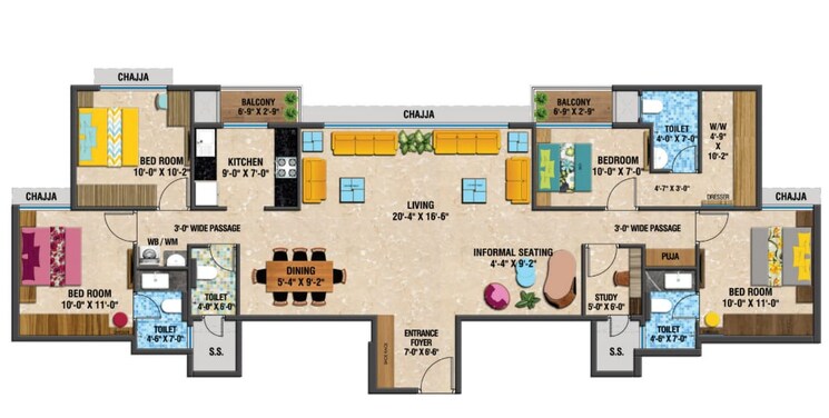Floor Plan, arihant-advika 2 Bedroom 1275 Sq.Ft. Apartment In Vashi Sector 9 Navi Mumbai 7028622