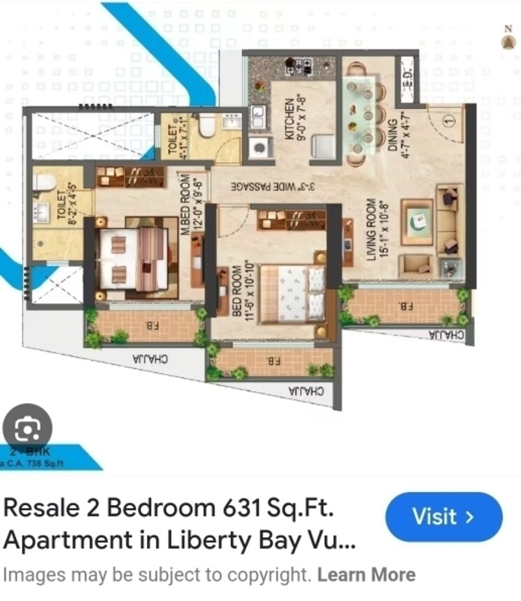 Floor Plan, liberty-bay-vue 3 Bedroom 1150 Sq.Ft. Apartment In Malad West Mumbai 7030391