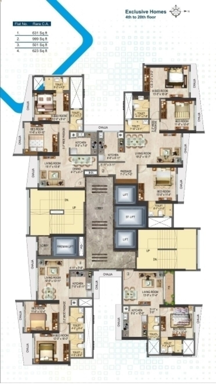 Floor Plan, liberty-bay-vue 3 Bedroom 1150 Sq.Ft. Apartment In Malad West Mumbai 7030391