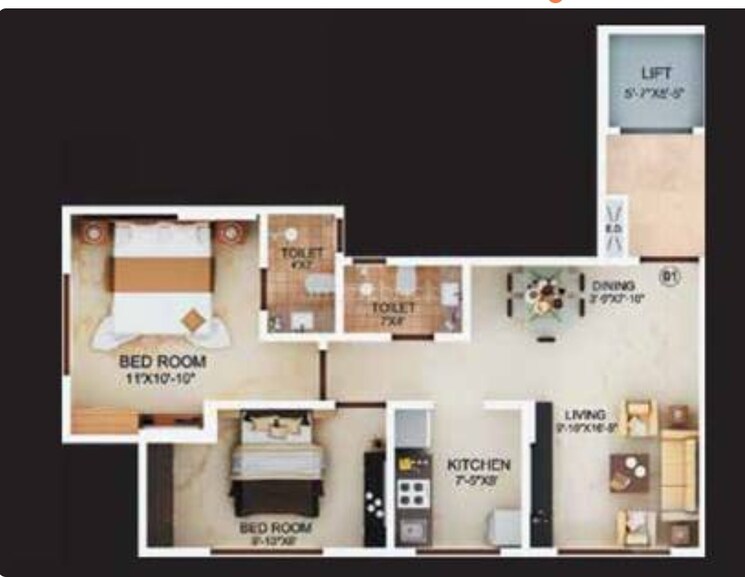 Floor Plan, avant-hillway 1 Bedroom 387 Sq.Ft. Apartment In Goregaon East Mumbai 7037726
