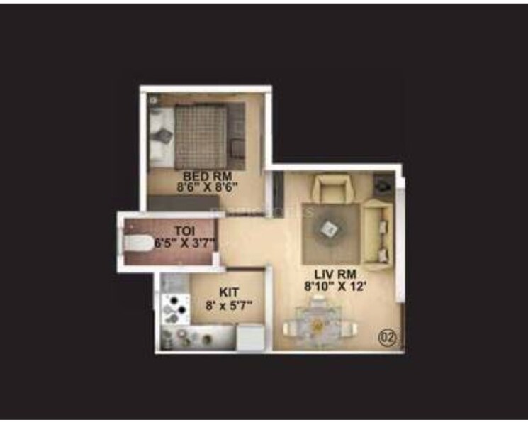 Floor Plan, avant-hillway 1 Bedroom 387 Sq.Ft. Apartment In Goregaon East Mumbai 7037726