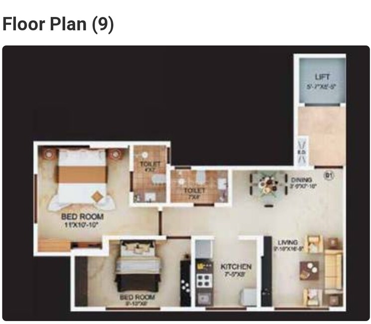 Floor Plan, avant-hillway 1 Bedroom 395 Sq.Ft. Apartment In Goregaon East Mumbai 7037730