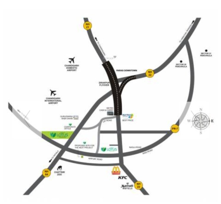 Map Location, patiala road 3 Bedroom 1942 Sq.Ft. Apartment In Patiala Road Zirakpur 7040252