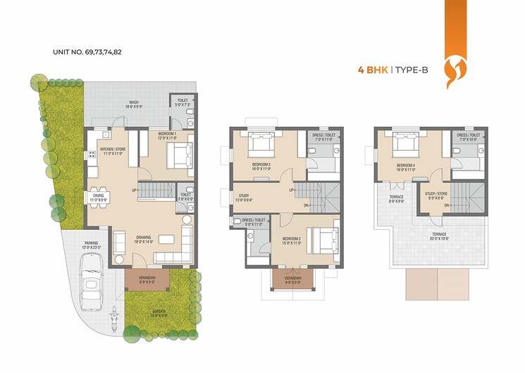 Floor Plan, kasindra 4 Bedroom 1908 Sq.Ft. Villa In Kasindra Ahmedabad 7044636