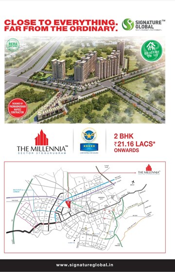 2 BHK Apartment – Map Location View at Signature Global The Millennia, Sector 37d - for Sale