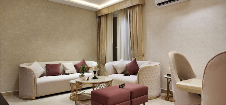 Living Room, maya-green-lotus-saksham 3 Bedroom 1942 Sq.Ft. Apartment In High Ground Zirakpur 7052229