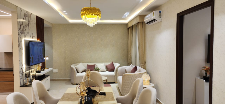 Living Room, maya-green-lotus-saksham 3 Bedroom 1942 Sq.Ft. Apartment In High Ground Zirakpur 7052229