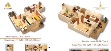 Floor Plan in 2 BHK Apartment at Pyramid Urban Homes 3, Sector 67a – for Sale