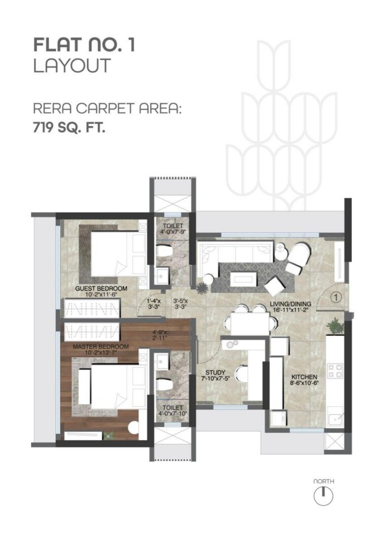 Floor Plan, prabhat-bageshree 2 Bedroom 719 Sq.Ft. Apartment In Goregaon East Mumbai 7069447
