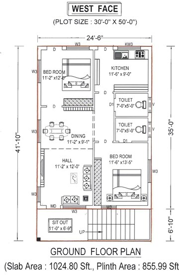 Floor Plan in 2 BHK Independent House at Kankipadu – for Sale