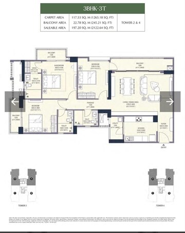 Floor Plan in 3 BHK Apartment at Emaar Urban Oasis, Sector 62 – for Sale