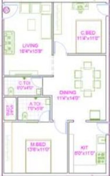 Floor Plan in 2 BHK Apartment at Velmala – for Sale